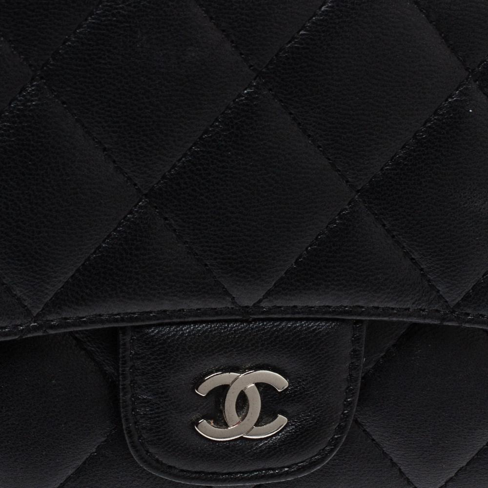 Chanel Black Quilted Leather Classic Flap Wallet 2