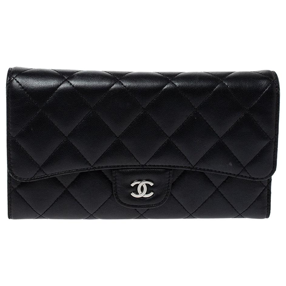 Chanel Black Quilted Leather Classic Flap Wallet