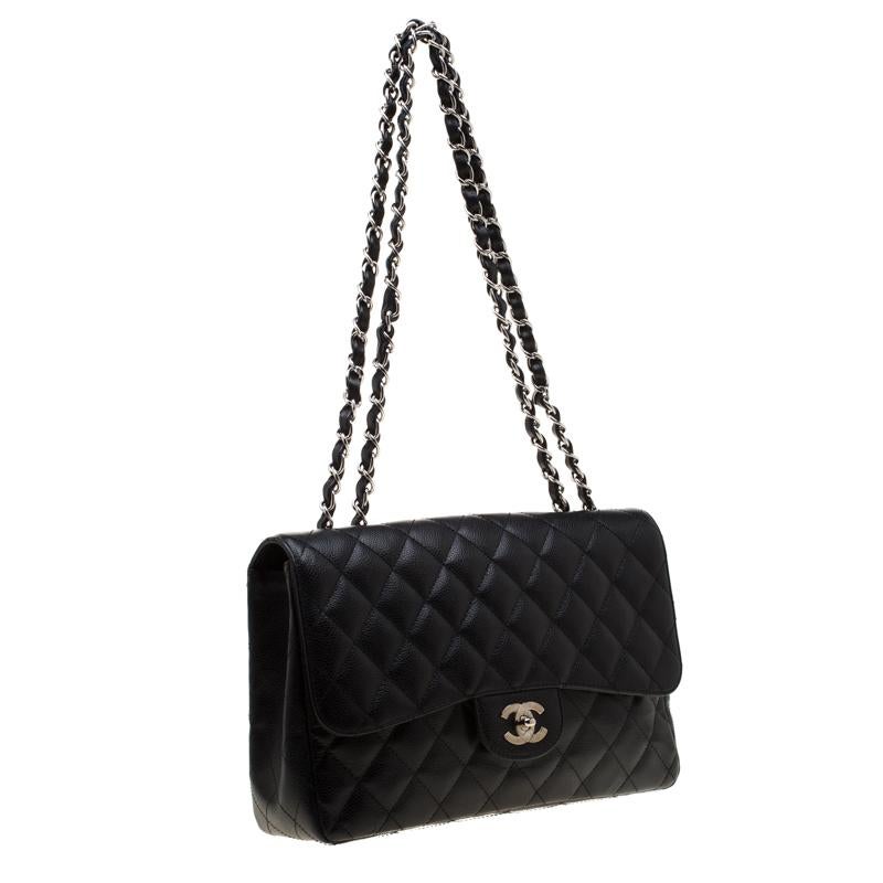 Women's Chanel Black Quilted Leather Classic Single Flap Bag