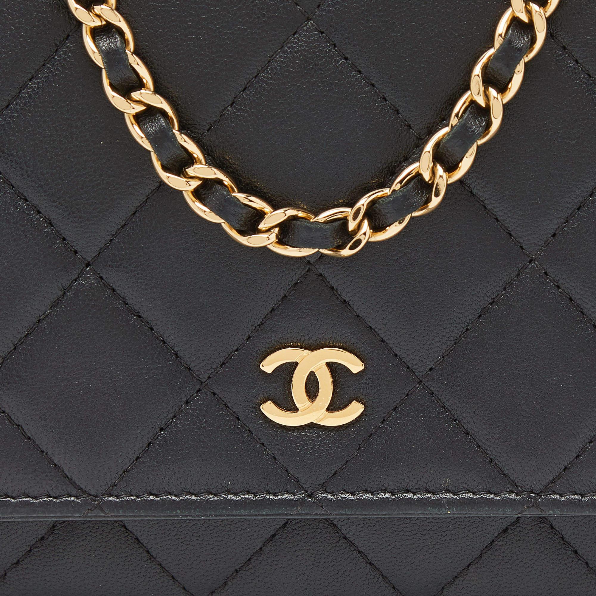 Chanel Black Quilted Leather Classic Wallet on Chain 6