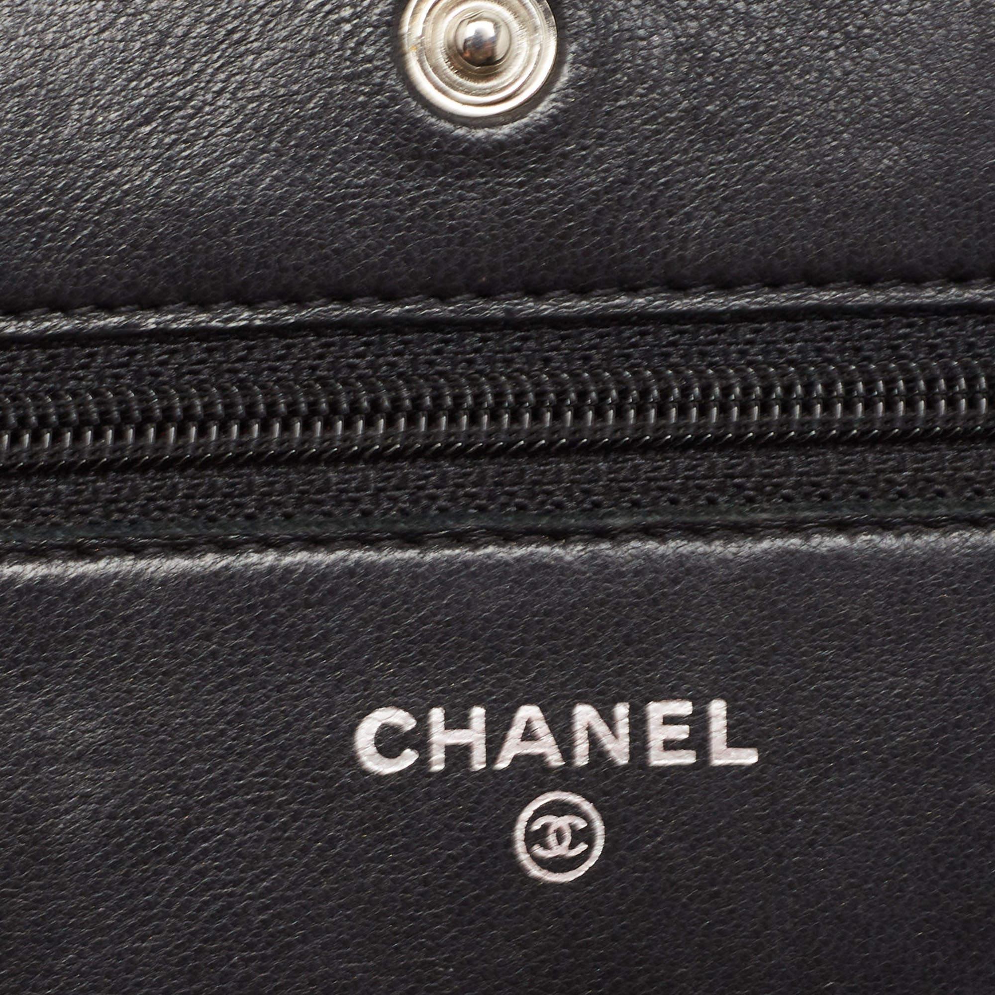 Chanel Black Quilted Leather Classic Wallet On Chain 7