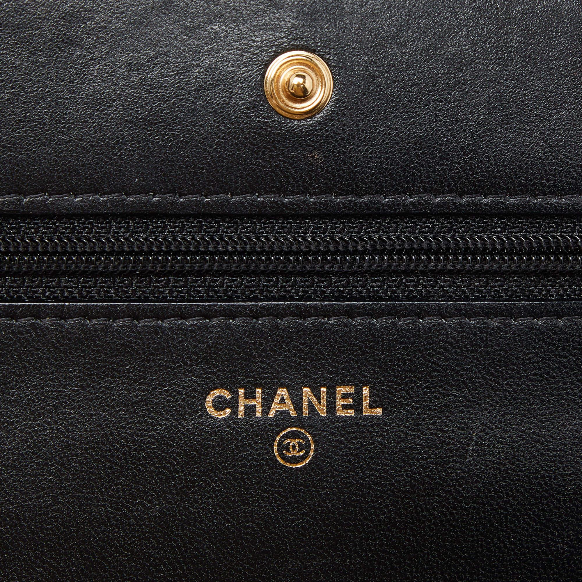 Chanel Black Quilted Leather Classic Wallet on Chain 3