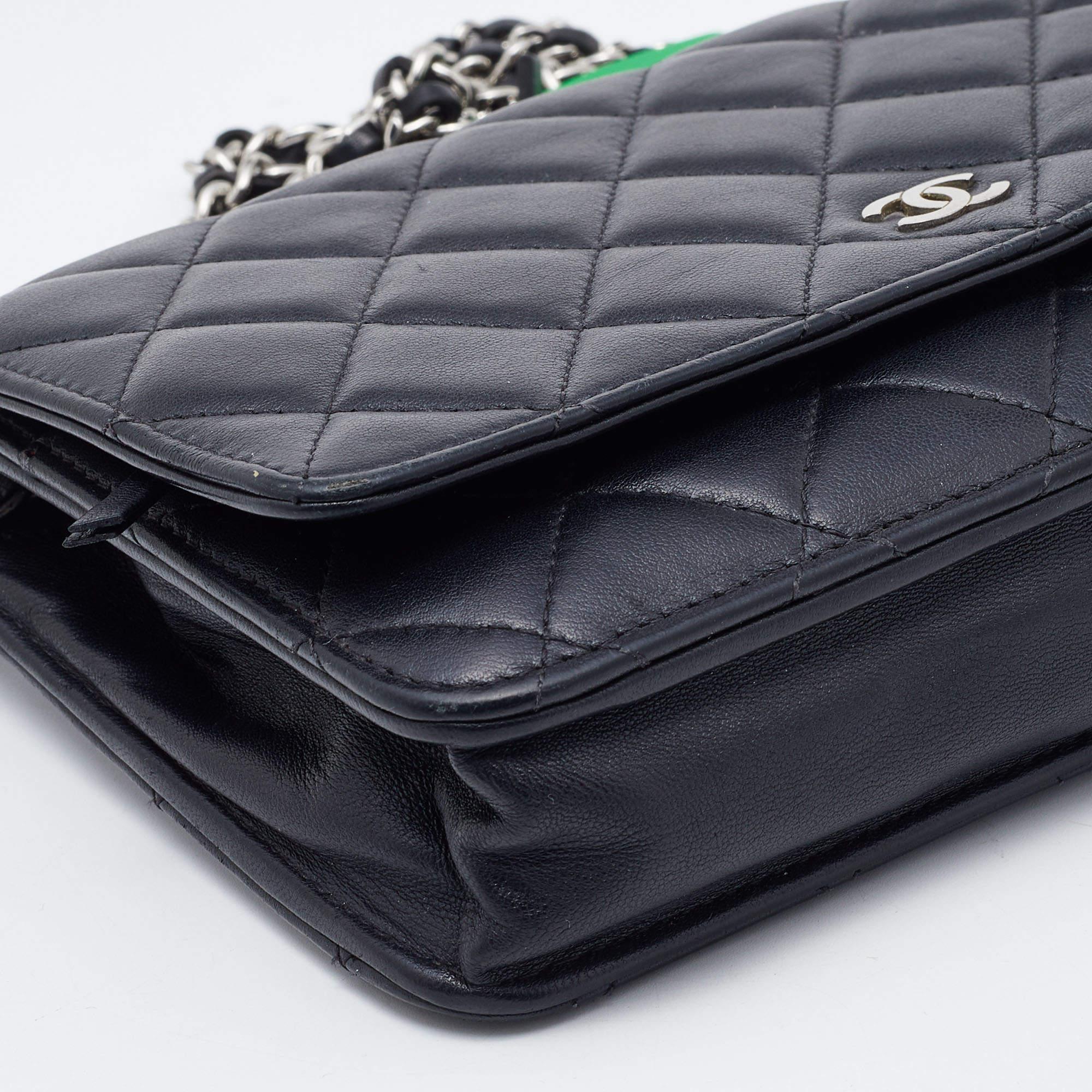 Chanel Black Quilted Leather Classic Wallet on Chain 1