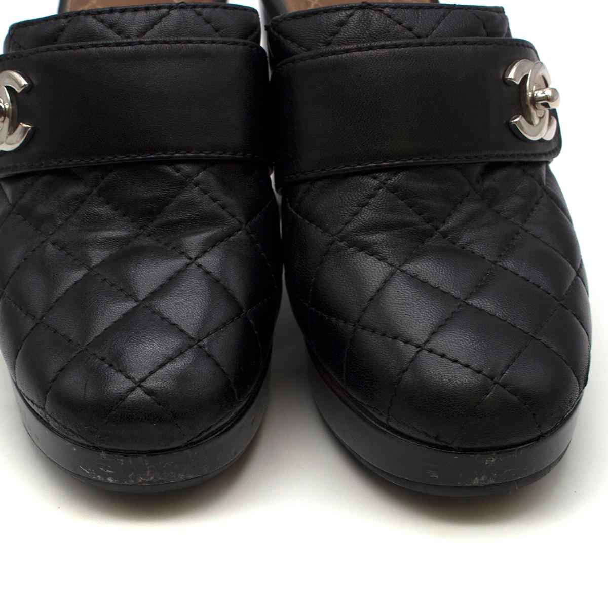 Chanel Black Quilted Leather Clogs SIZE 37  1