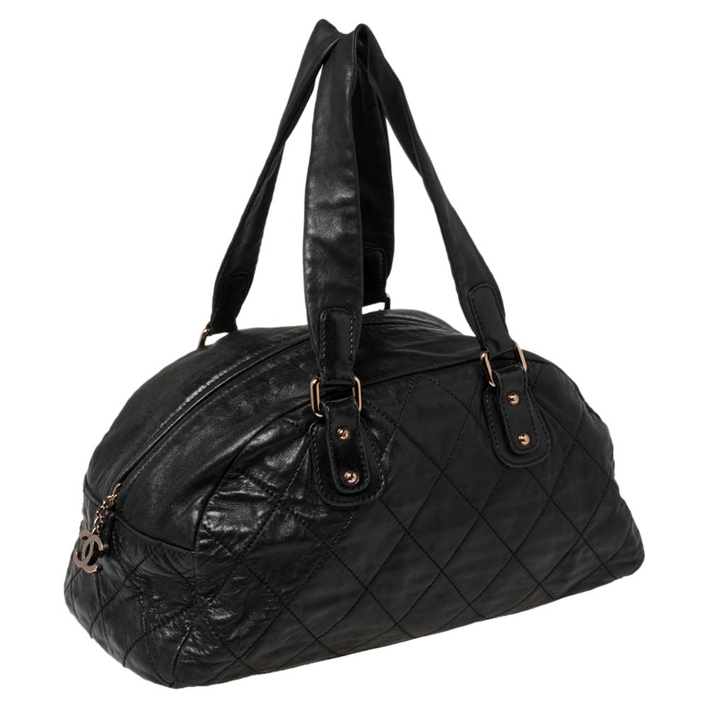 Chanel Black Quilted Leather Cloudy Bundle Bowler Bag In Fair Condition In Dubai, Al Qouz 2