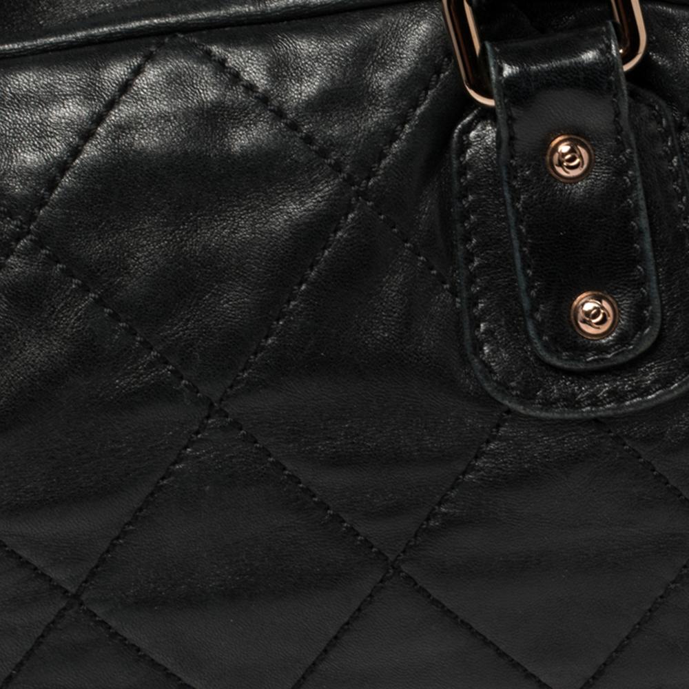 Chanel Black Quilted Leather Cloudy Bundle Bowler Bag 4