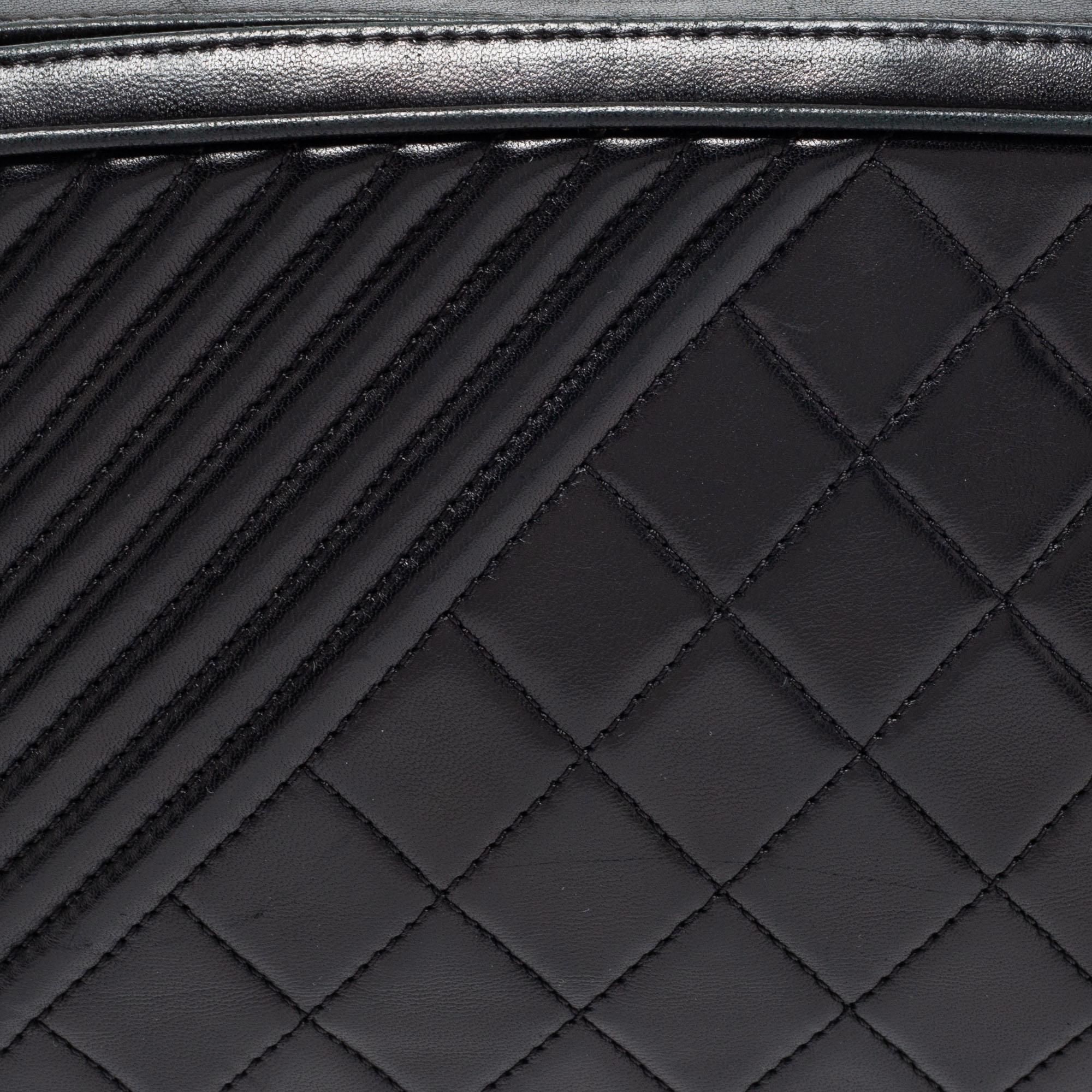 Chanel Black Quilted Leather Coco Boy Camera Case Bag 9