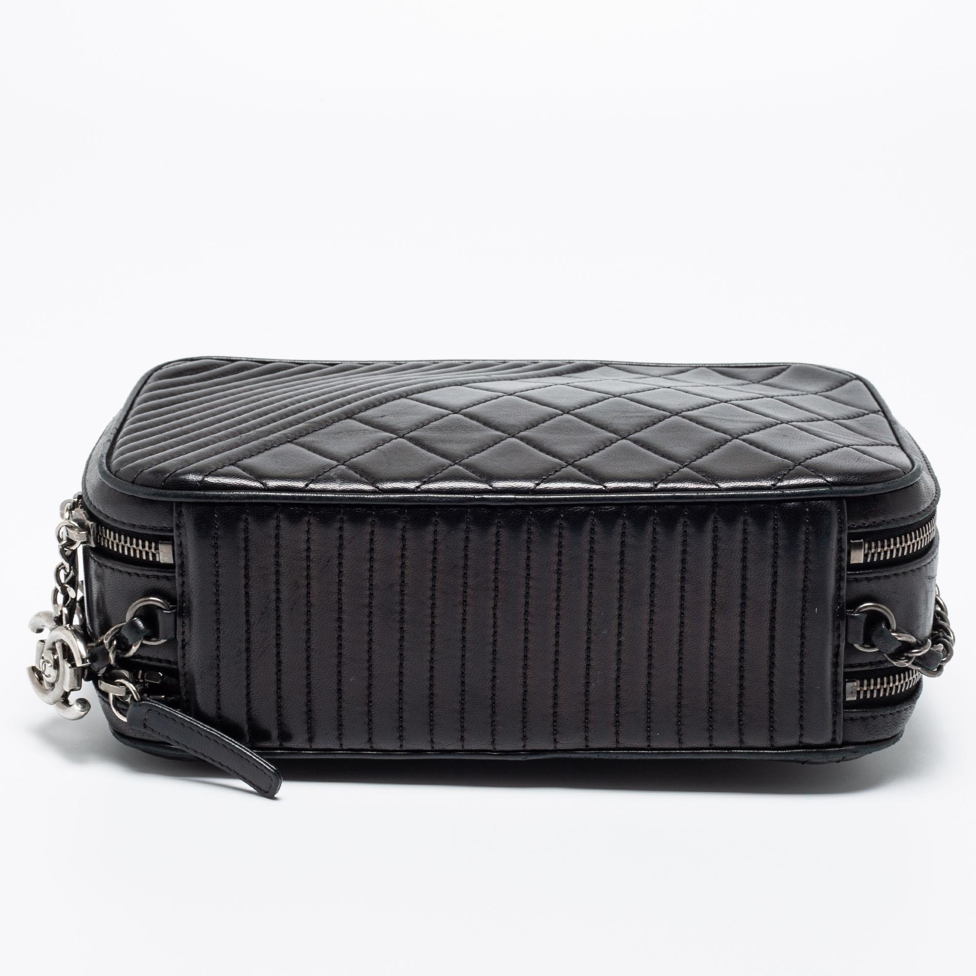 Chanel Black Quilted Leather Coco Boy Camera Case Bag 1