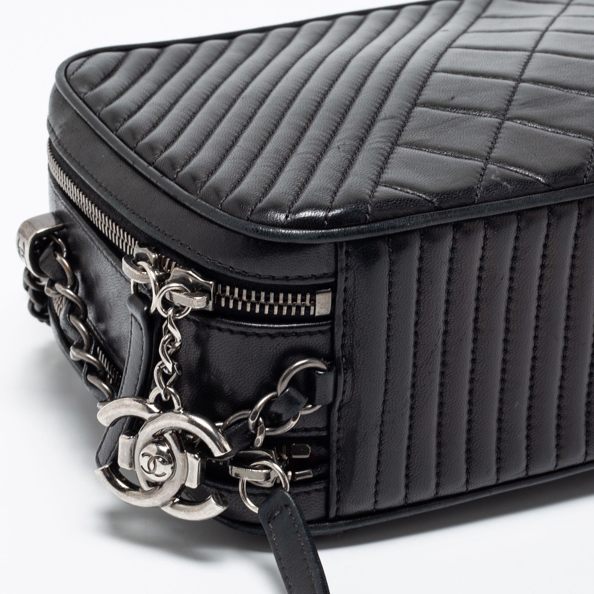 Chanel Black Quilted Leather Coco Boy Camera Case Bag 2