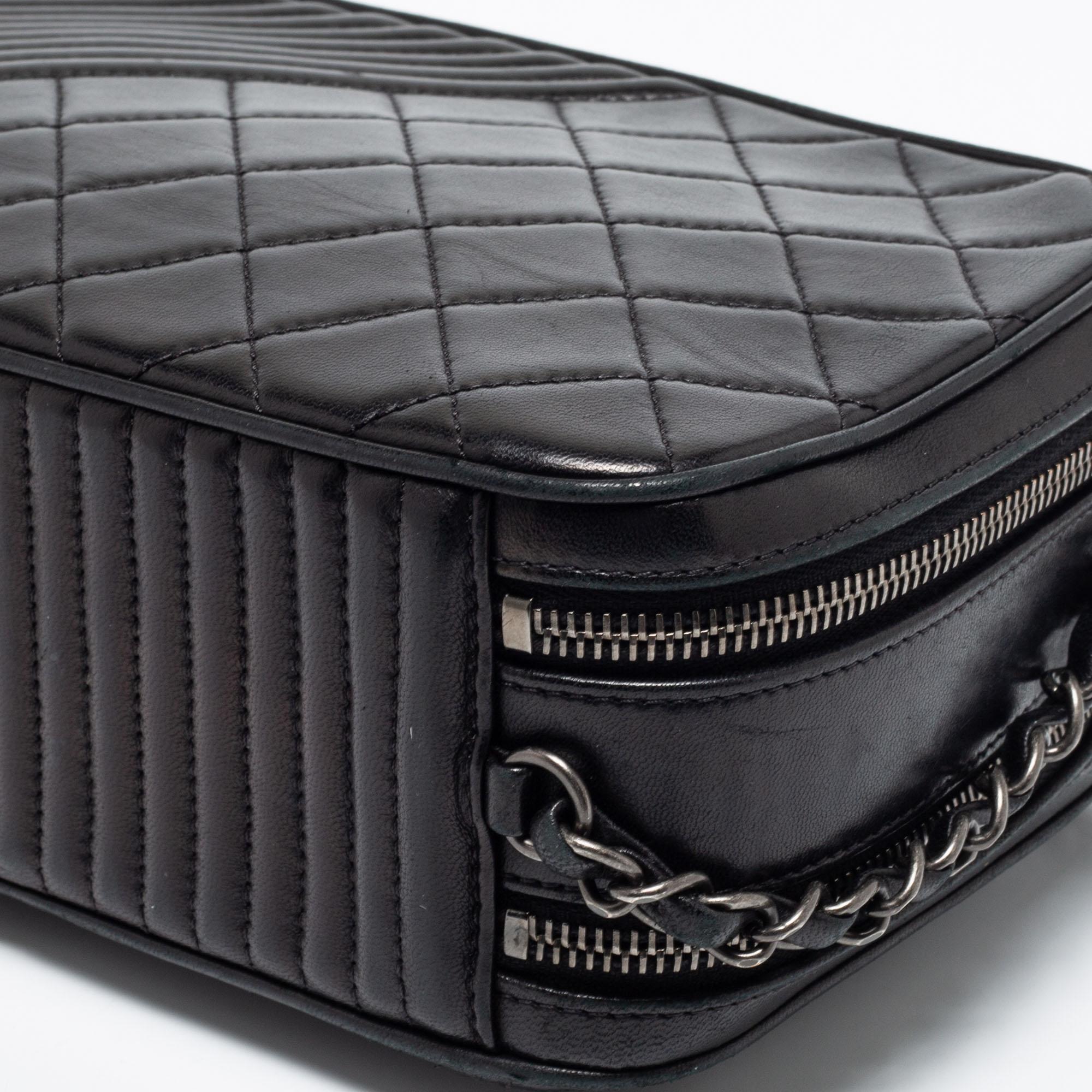 Chanel Black Quilted Leather Coco Boy Camera Case Bag 3