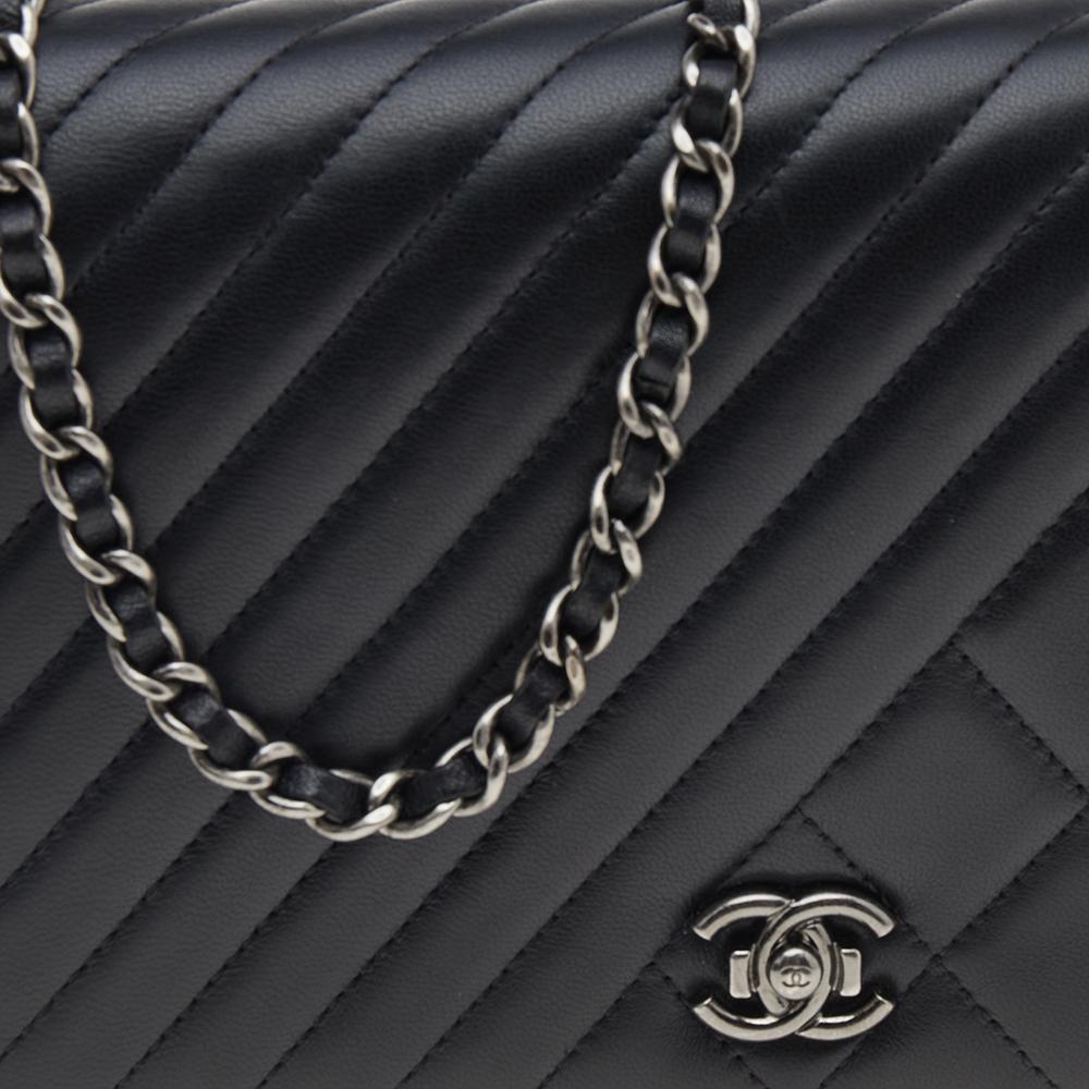 Chanel Black Quilted Leather Coco Boy Flap WOC Bag 5
