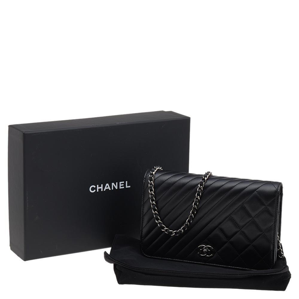 Chanel Black Quilted Leather Coco Boy Flap WOC Bag 7