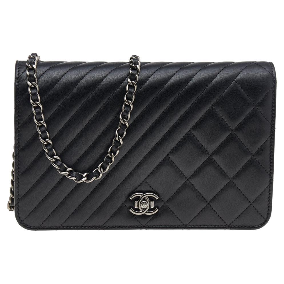 Chanel Black Quilted Leather Coco Boy Flap WOC Bag