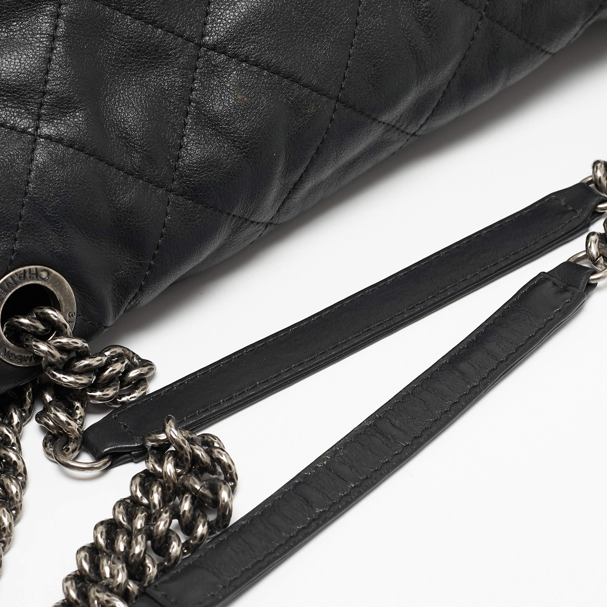Chanel Black Quilted Leather Coco Pleats Flap Bag 5