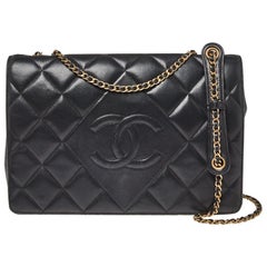 Chanel Black Quilted Leather Diamond CC Flap Shoulder Bag