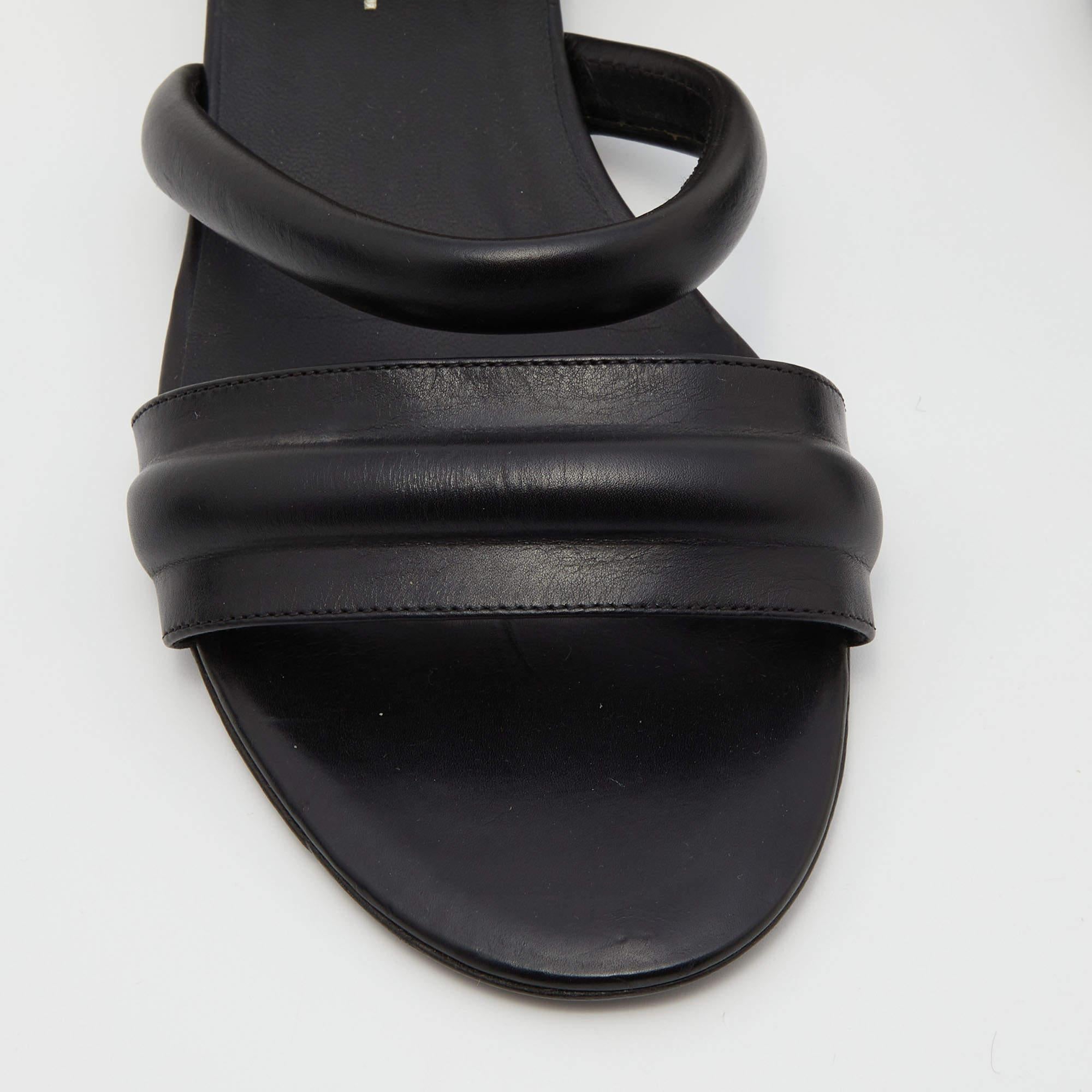 Chanel Black Quilted Leather Embellished Ankle Cuff Flat Sandals Size 38.5 1
