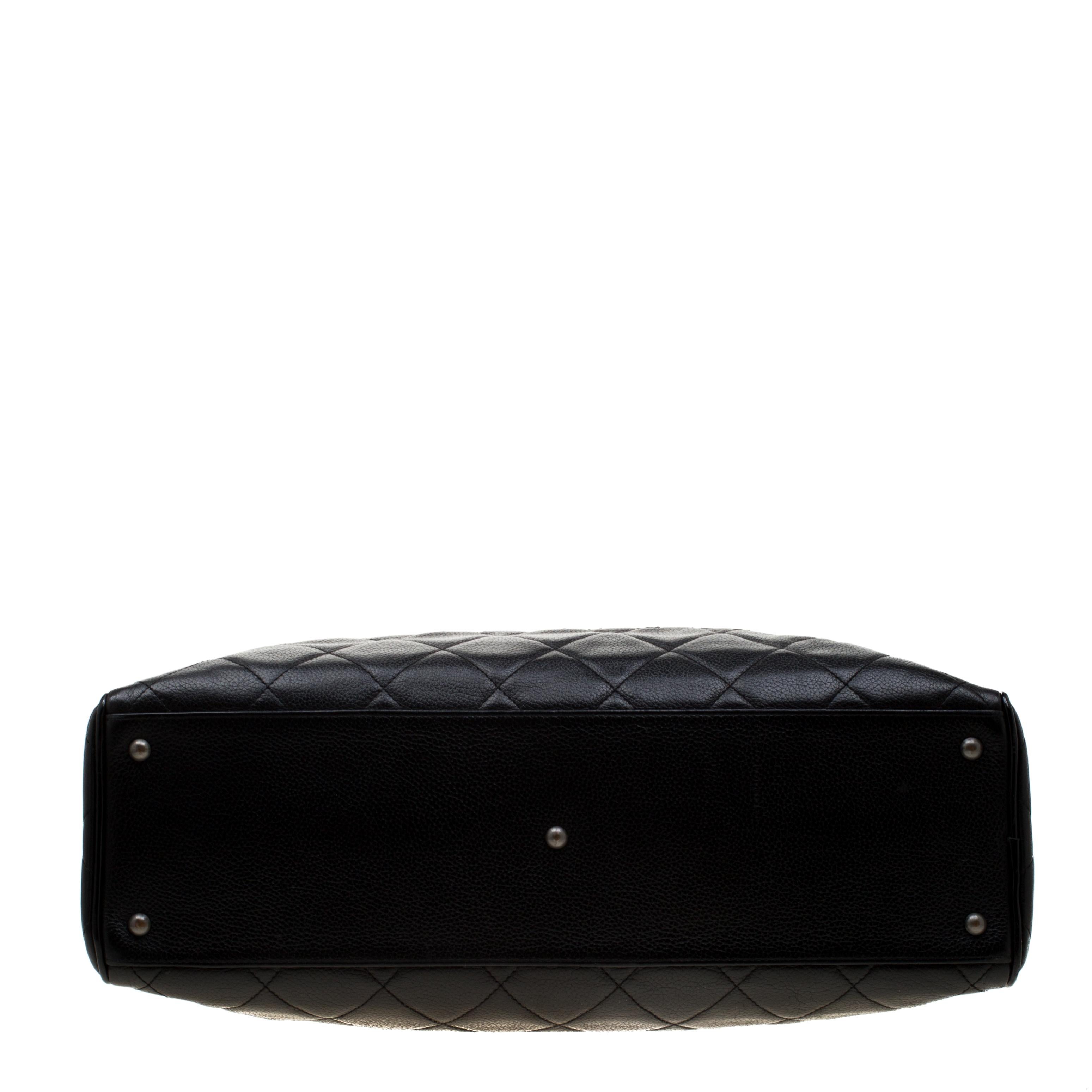 Chanel Black Quilted Leather Enamel Boston Bag 1