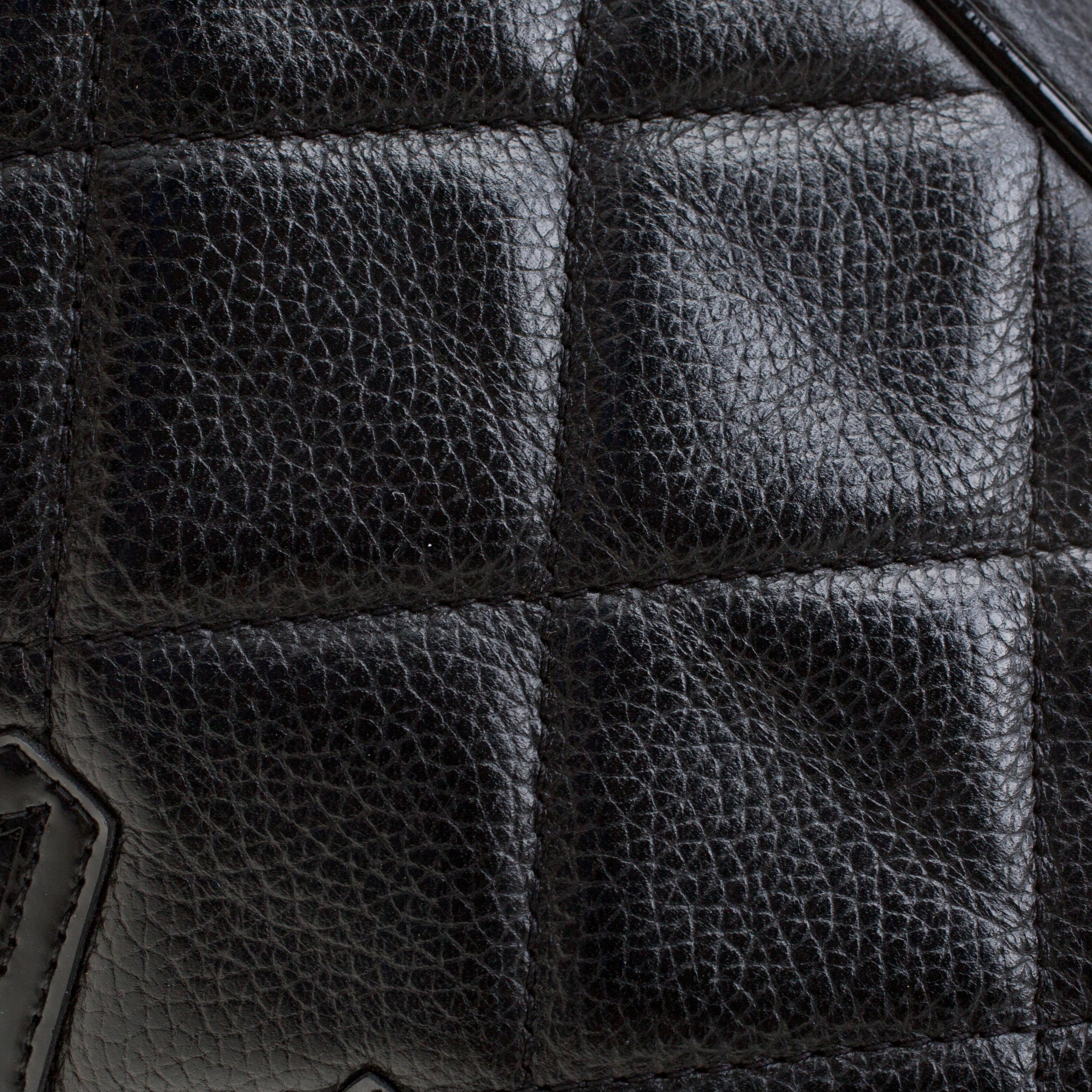 Chanel Black Quilted Leather Enamel Boston Bag 4