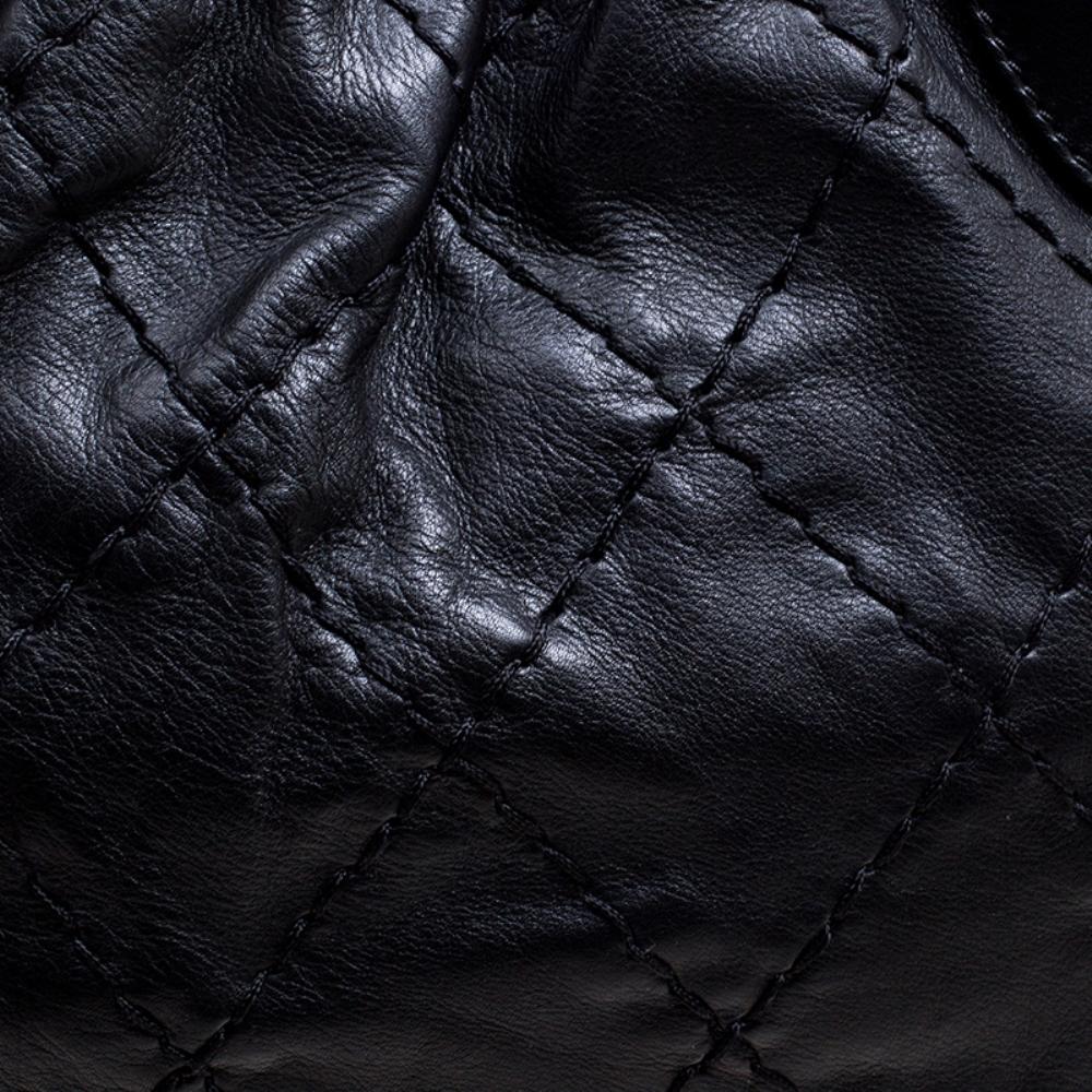 Chanel Black Quilted Leather Expandable Zip Around Frame Satchel 2