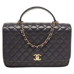 Chanel Black Quilted Leather Flap Top Handle Bag