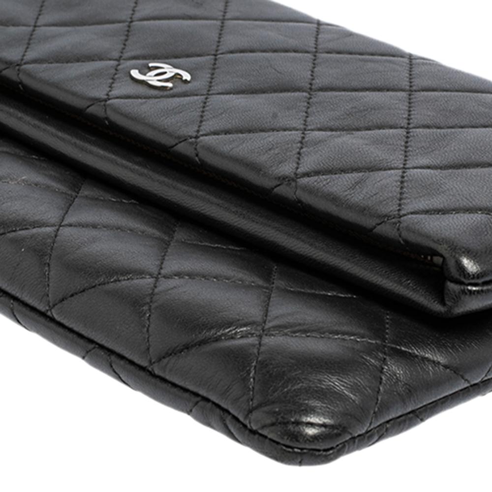 Chanel Black Quilted Leather Fold Over Clutch 1
