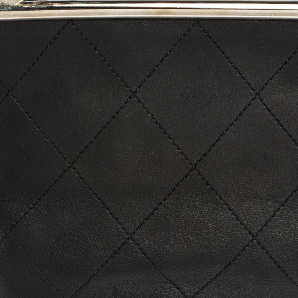 Chanel Black Quilted Leather Frame Bag 6