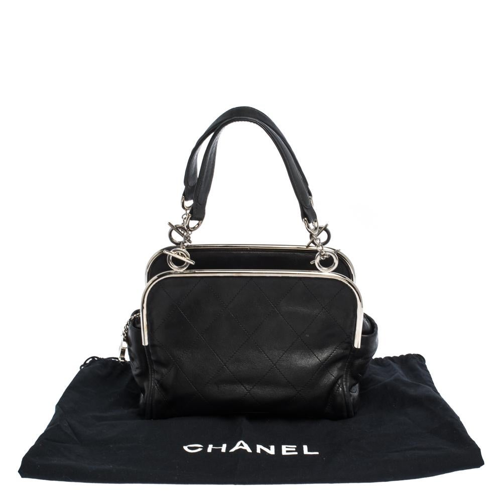 Chanel Black Quilted Leather Frame Bag 8