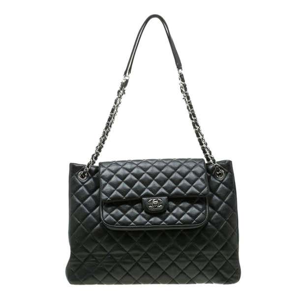 Chanel Black Quilted Leather Front Pocket Flap Tote at 1stDibs | chanel ...