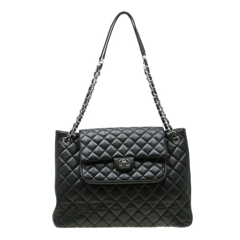 CHANEL Paris Biarritz Large Shoulder Tote Bag (Black Leather