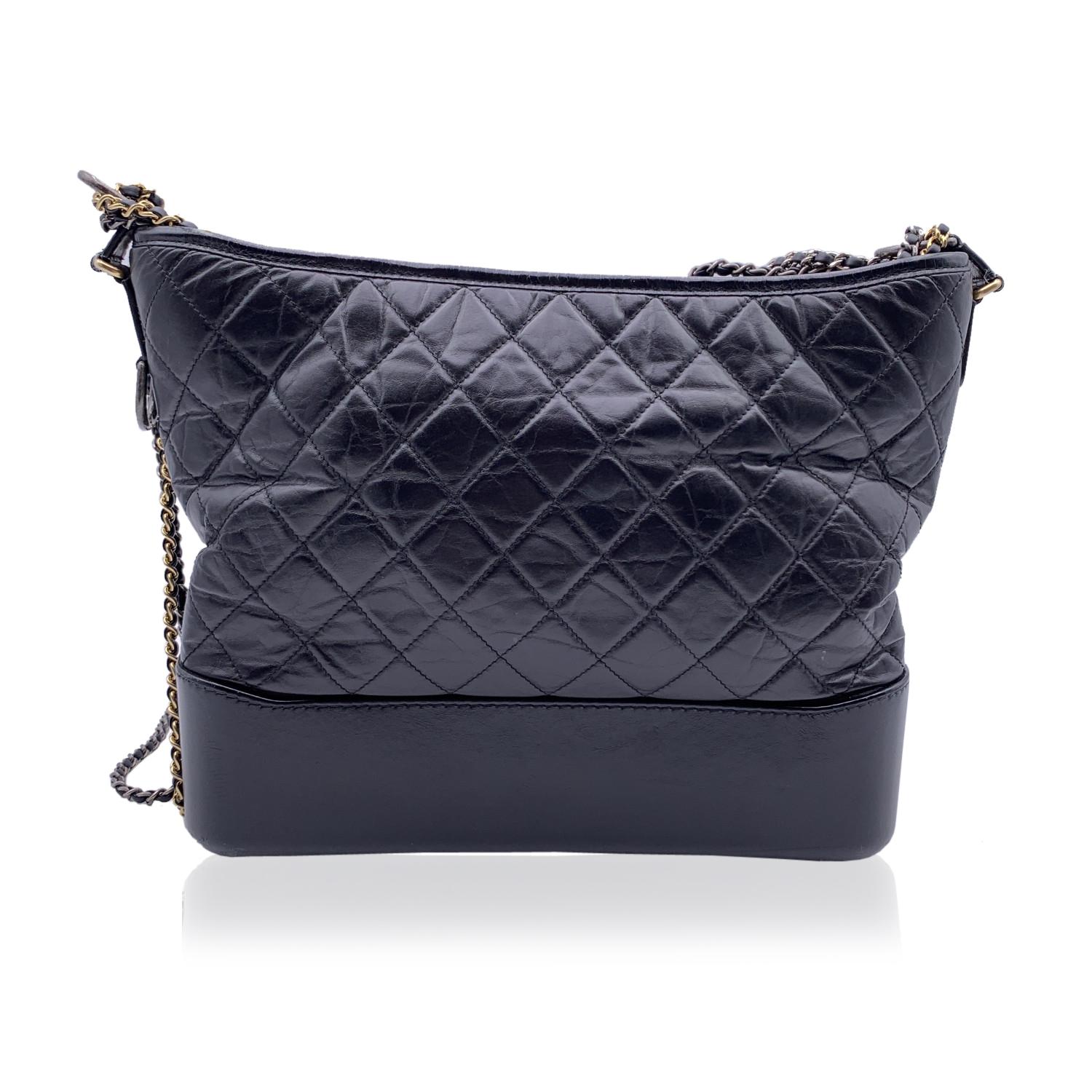 Women's Chanel Black Quilted Leather Gabrielle Large Hobo Shoulder Bag For Sale