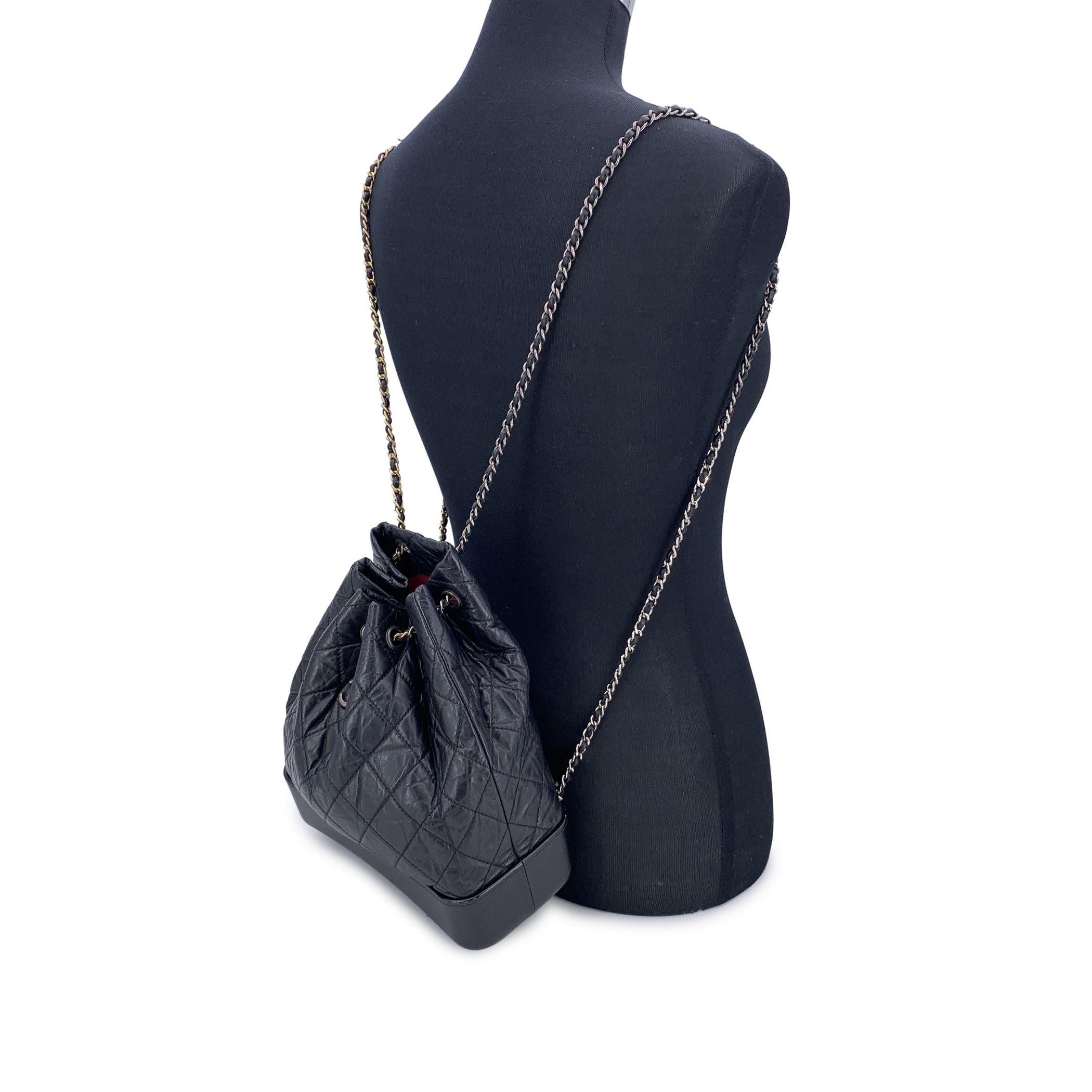 Women's Chanel Black Quilted Leather Gabrielle Small Backpack Shoulder Bag