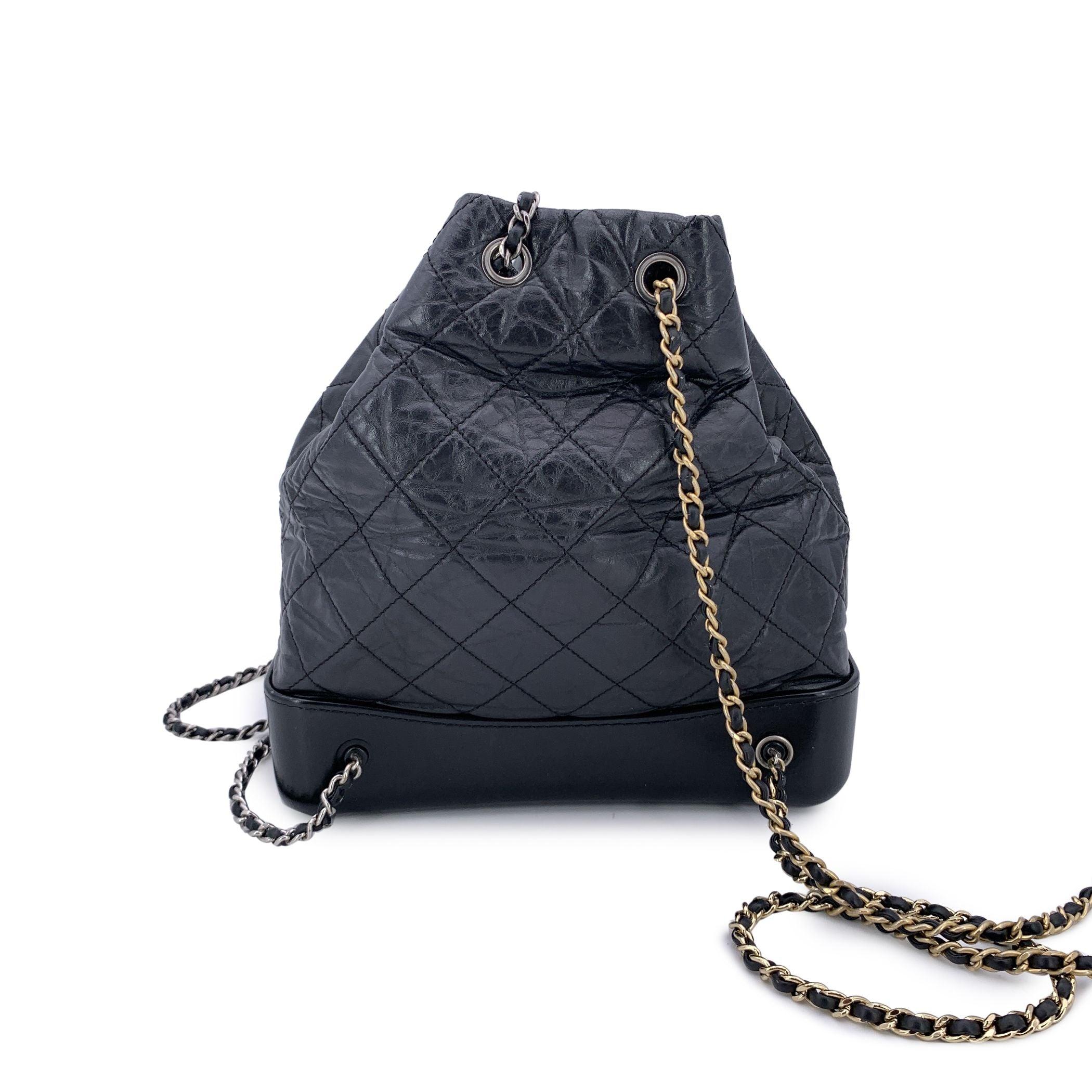 Chanel Black Quilted Leather Gabrielle Small Backpack Shoulder Bag 1