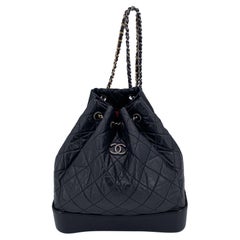 Chanel Black Quilted Leather Gabrielle Small Backpack Shoulder Bag