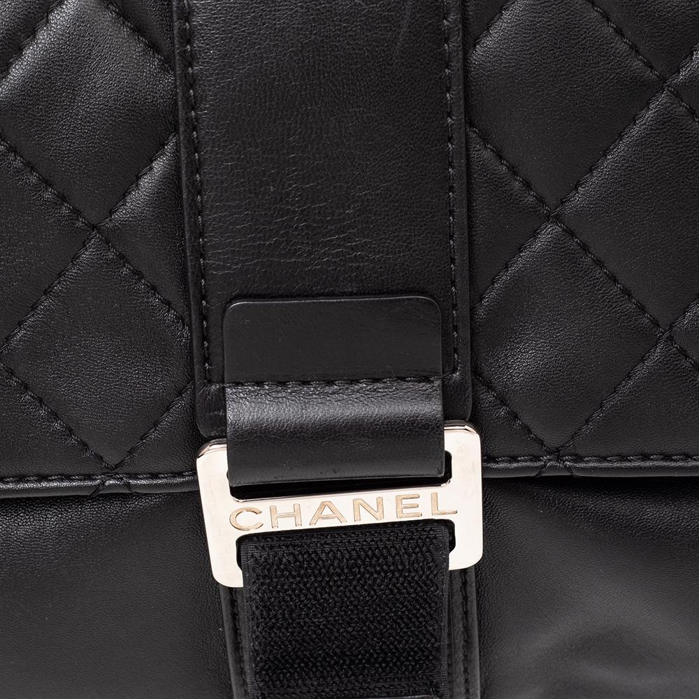 Chanel Black Quilted Leather Grip Clutch 6