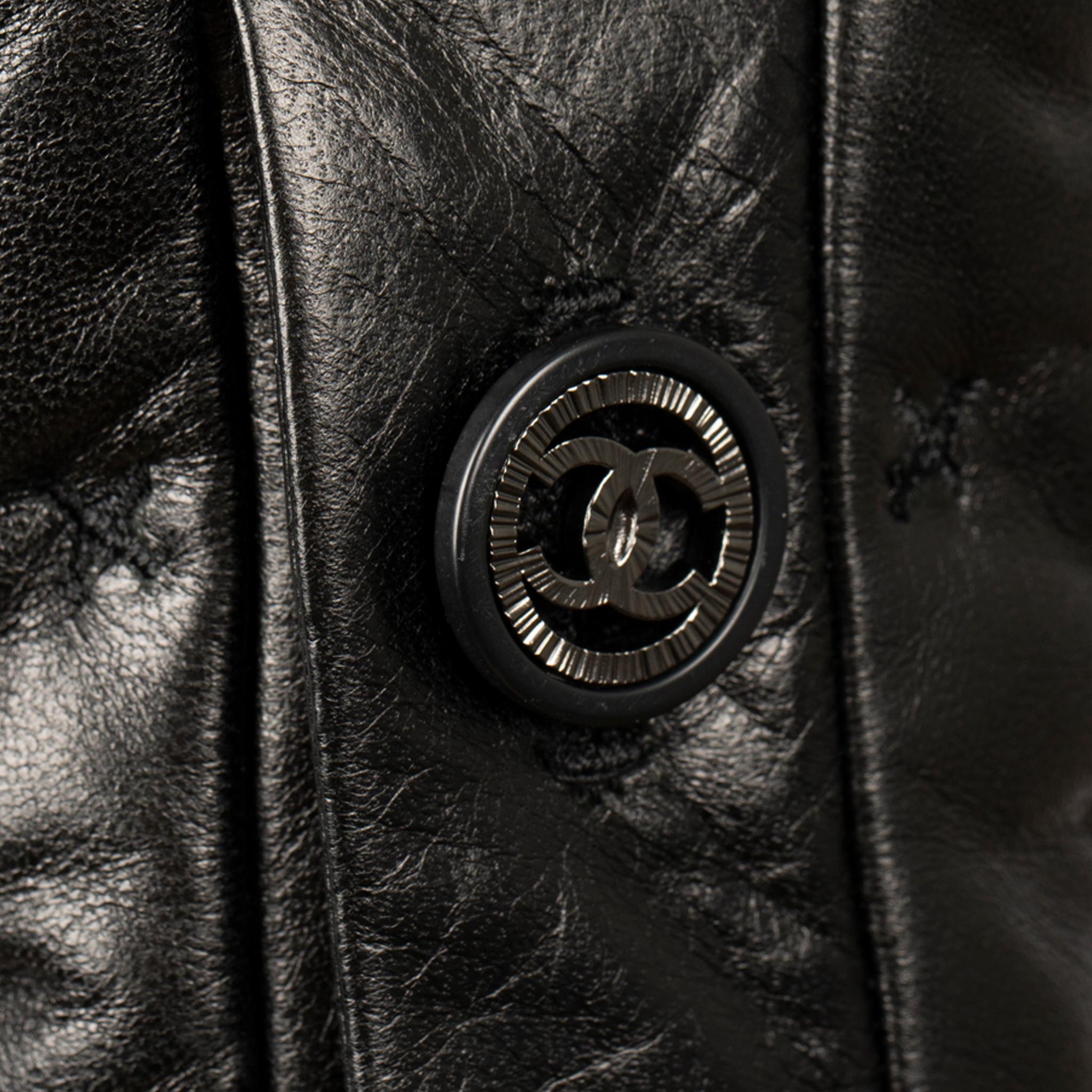 Chanel Black Quilted Leather Jacket 38 FR 5