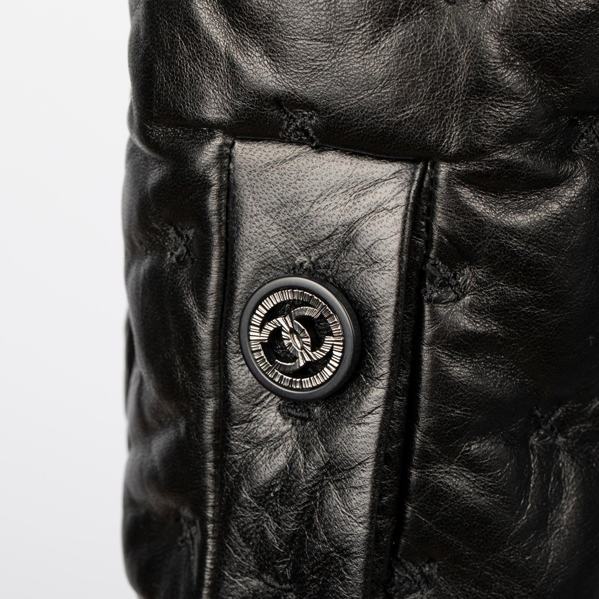 Chanel Black Quilted Leather Jacket 38 FR 6