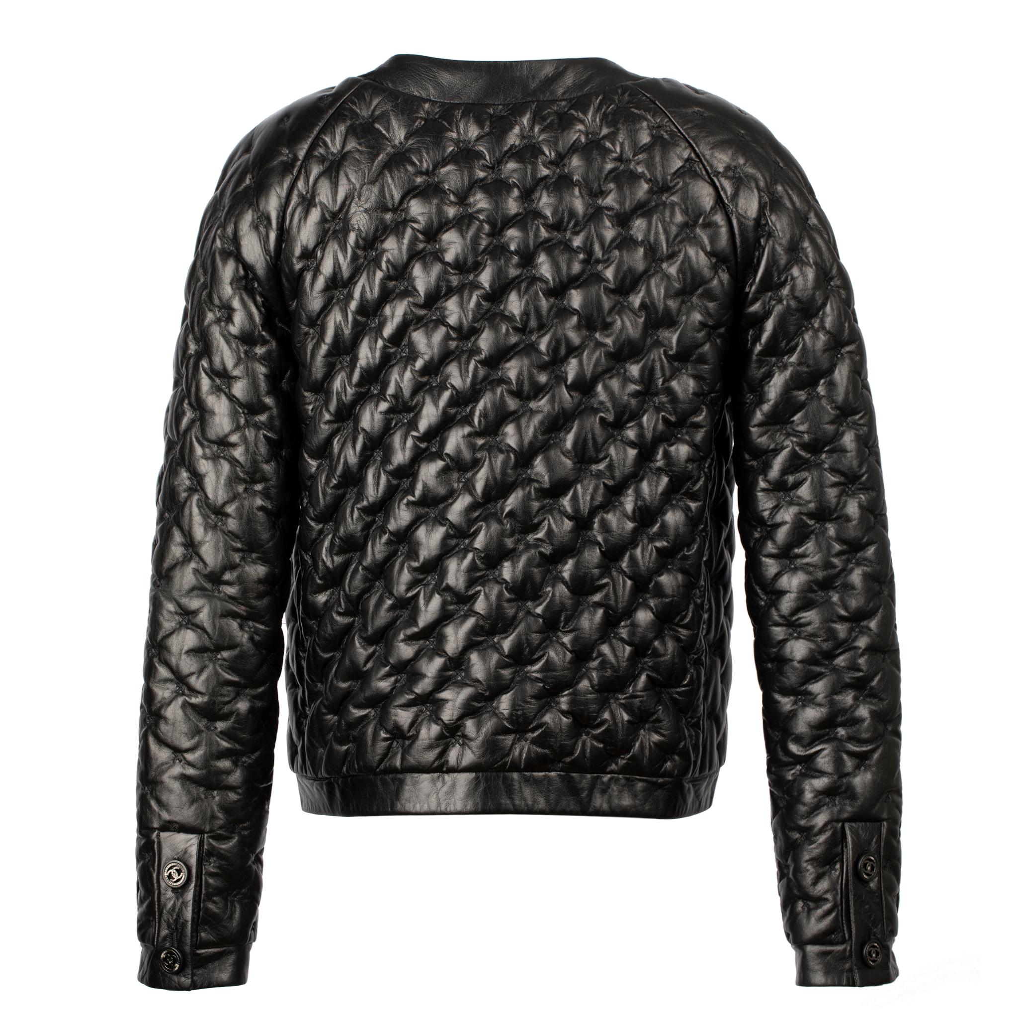 Chanel Black Quilted Leather Jacket 38 FR 7
