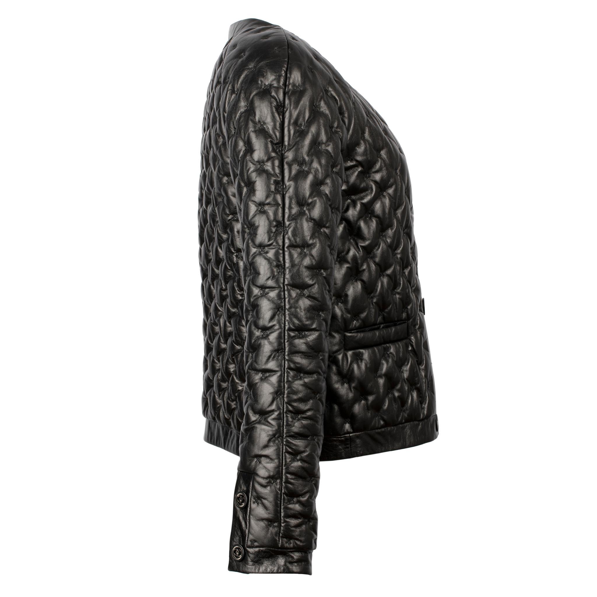 Women's Chanel Black Quilted Leather Jacket 38 FR