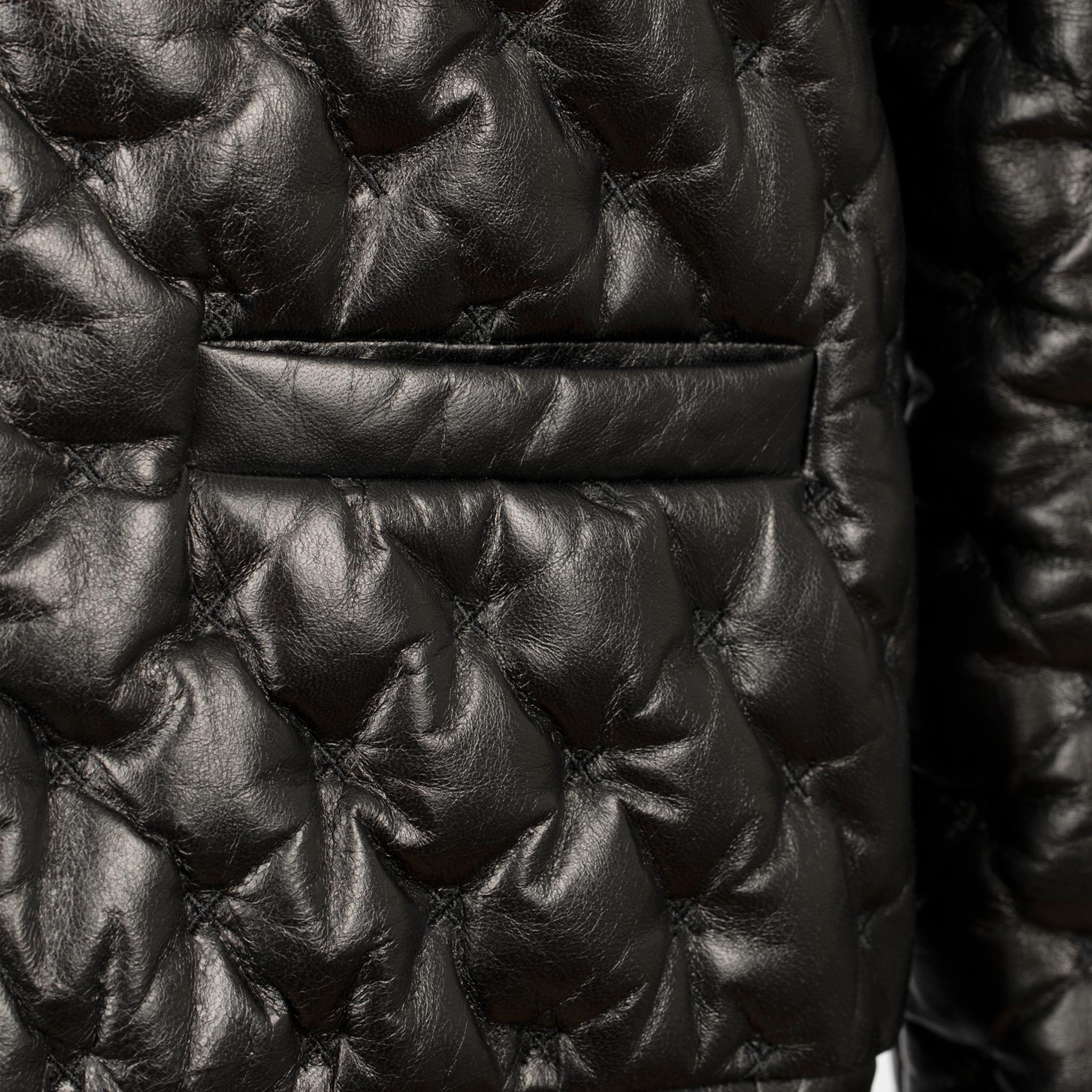 Chanel Black Quilted Leather Jacket 38 FR 2