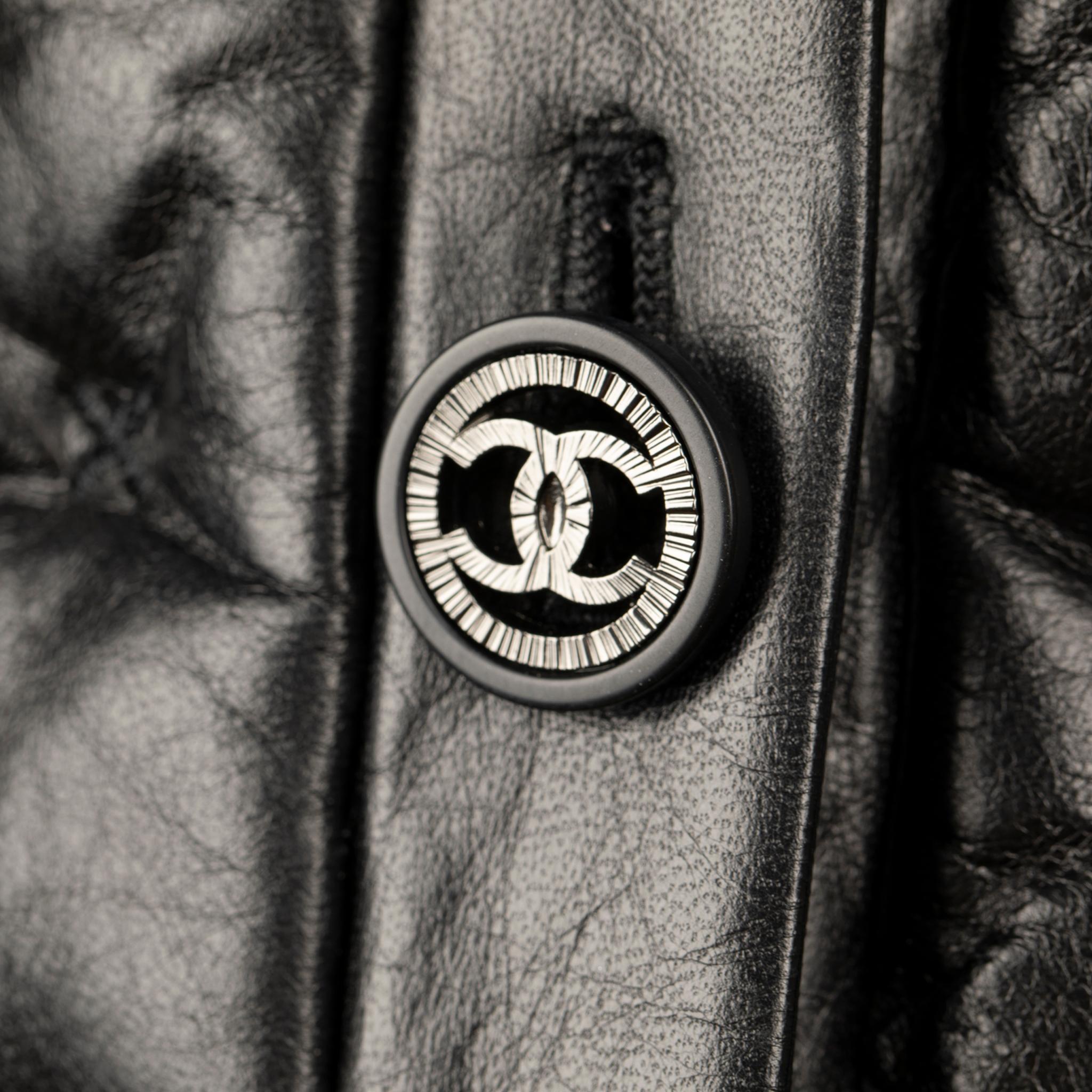 Chanel Black Quilted Leather Jacket 38 FR 3