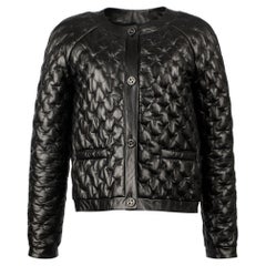 Giacca Chanel nera in pelle trapuntata 38 FR