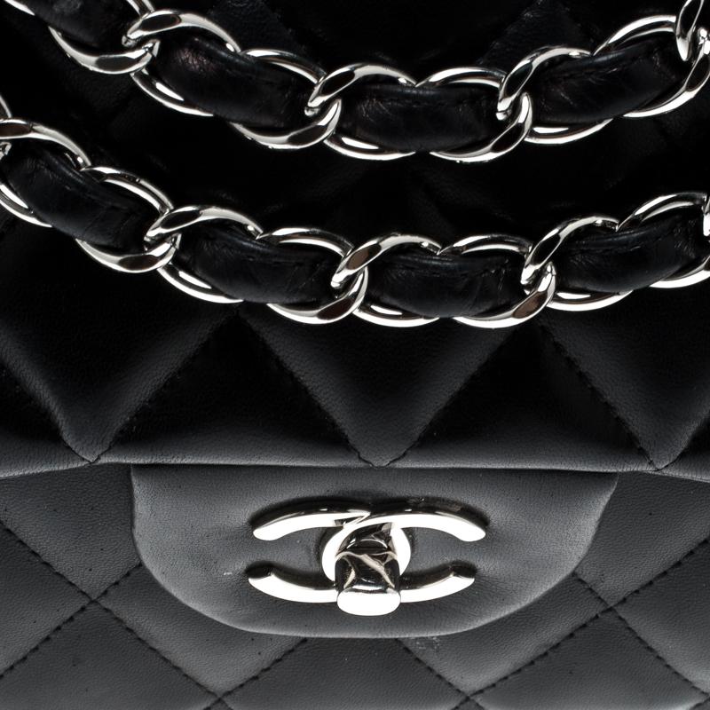 Chanel Black Quilted Leather Jumbo Classic Double Flap Bag 6