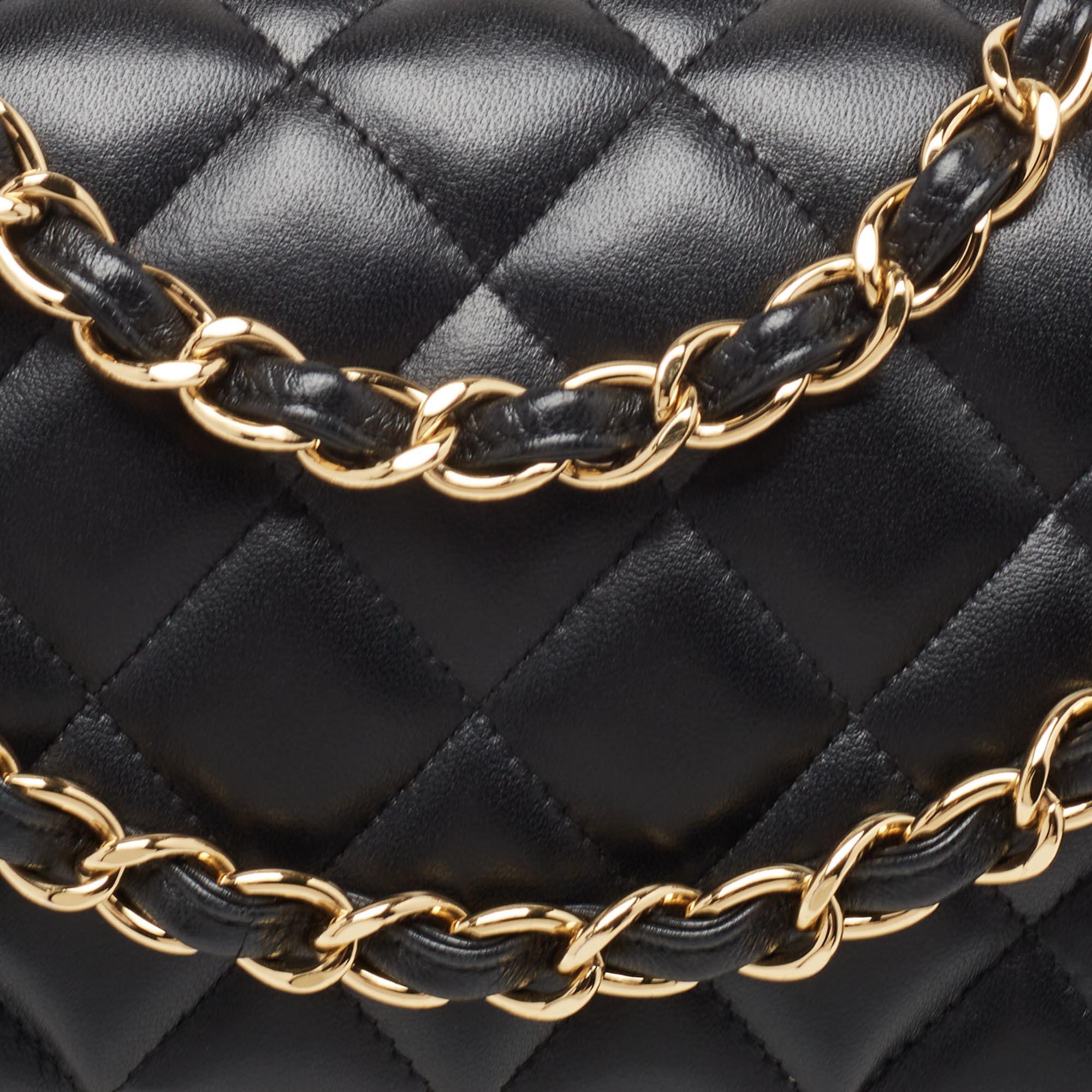 Chanel Black Quilted Leather Jumbo Classic Double Flap Bag For Sale 8