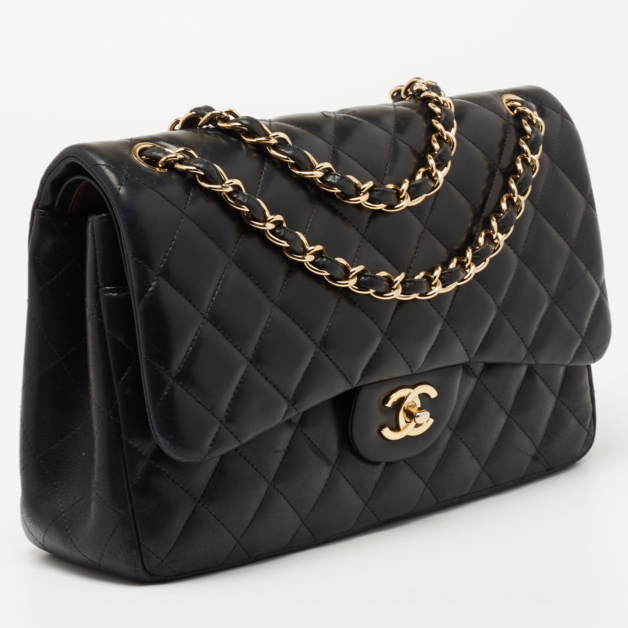 Women's Chanel Black Quilted Leather Jumbo Classic Double Flap Bag