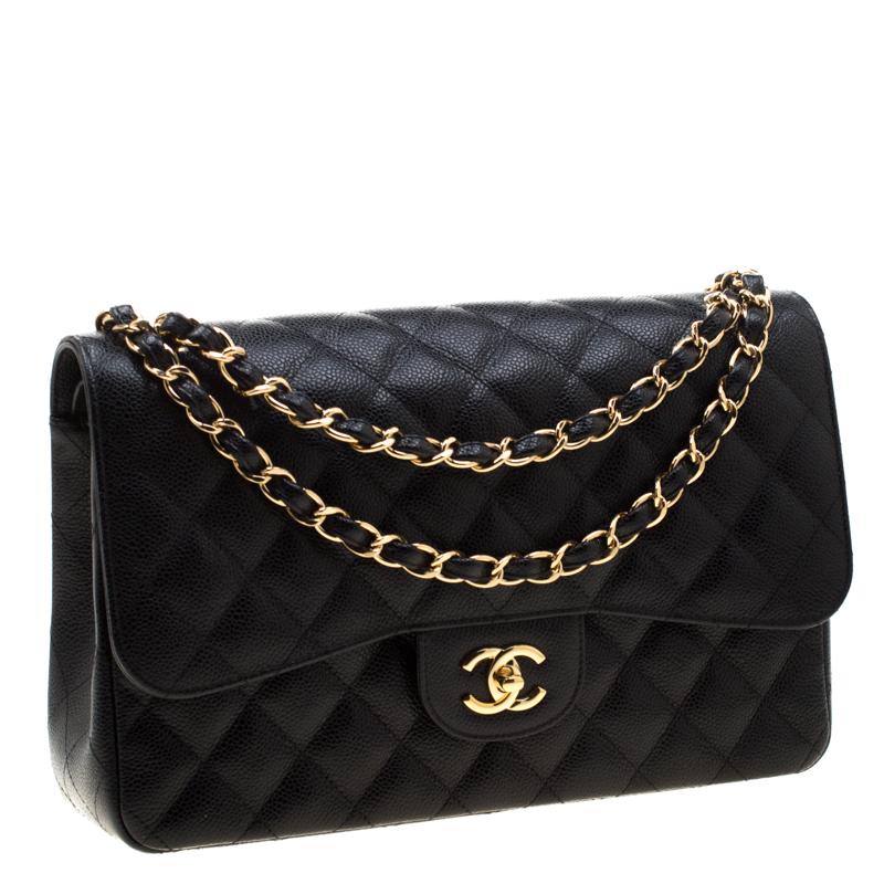 Chanel Black Quilted Leather Jumbo Classic Double Flap Bag 4