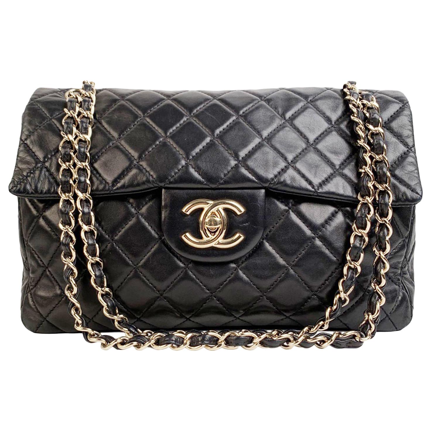 Chanel Black Quilted Leather Jumbo Classic Flap 2.55 Shoulder Bag