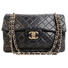 Chanel Black Quilted Leather Jumbo Classic Flap 2.55 Shoulder Bag