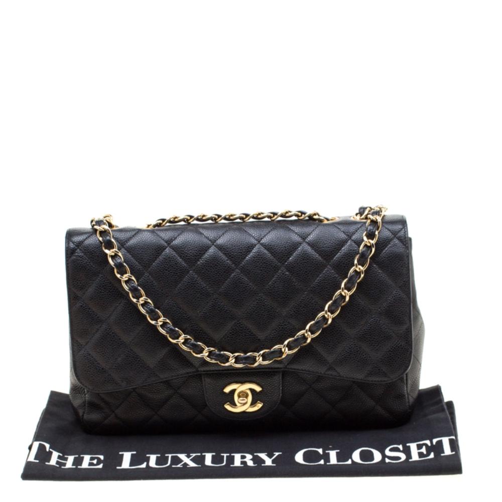 Chanel Black Quilted Leather Jumbo Classic Single Flap Bag 8