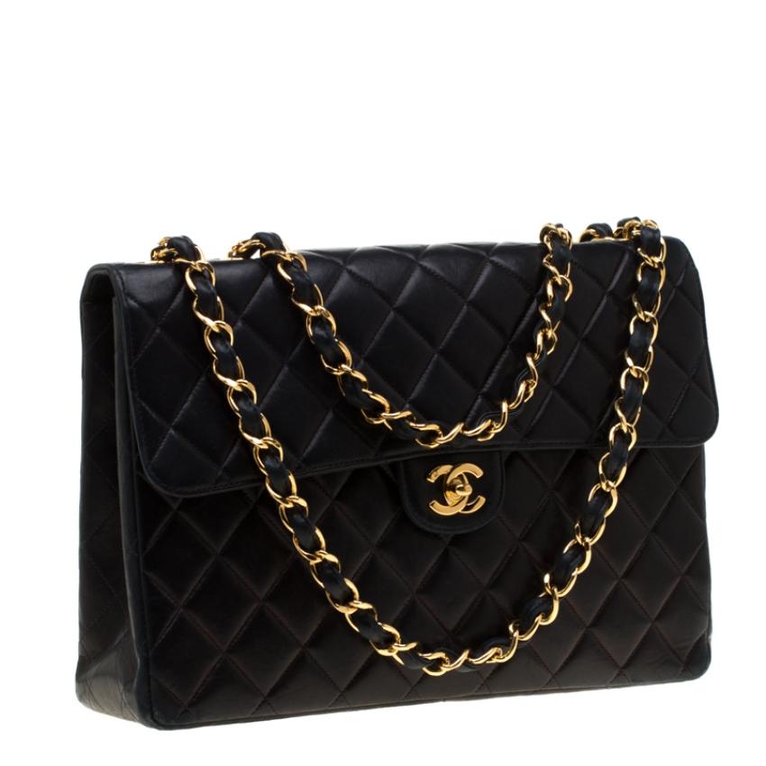 Women's Chanel Black Quilted Leather Jumbo Classic Single Flap Bag