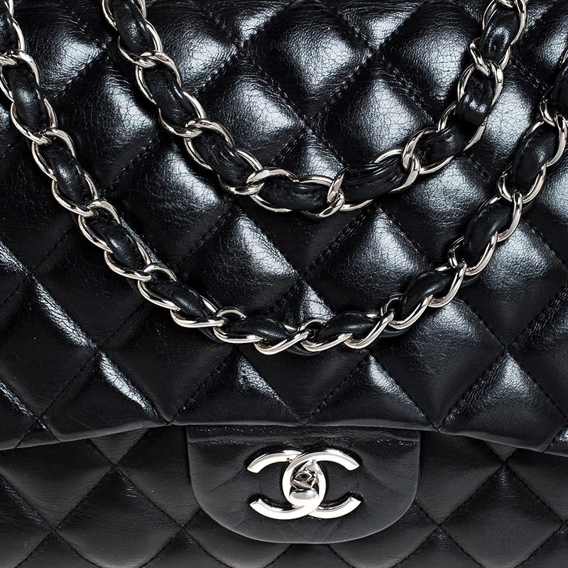 Chanel Black Quilted Leather Jumbo Classic Single Flap Bag 3
